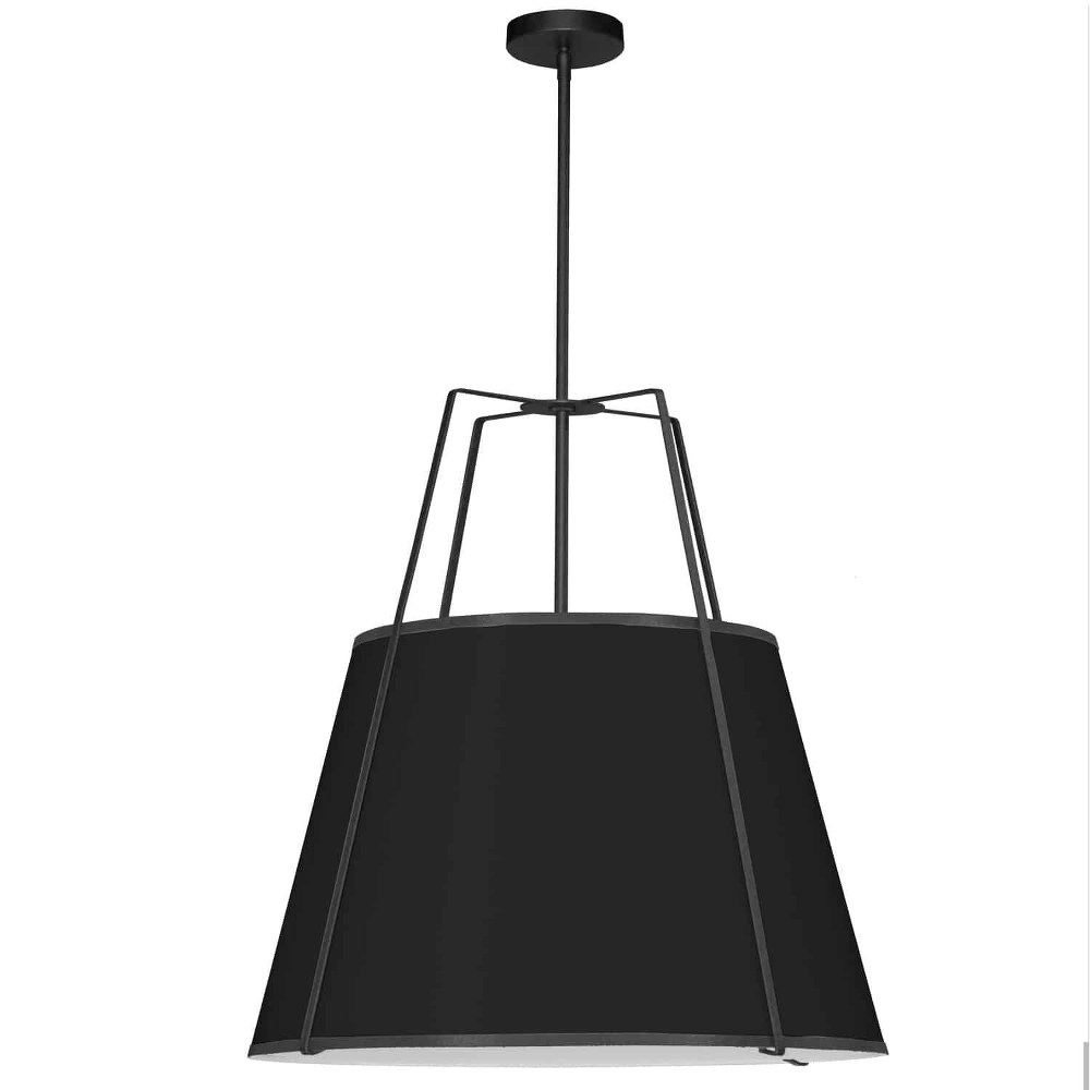 Dainolite-TRA-3P-BK-Trapezoid - 3 Light Trapezoid Pendant Black Black Matte Black Finish with White Fabric