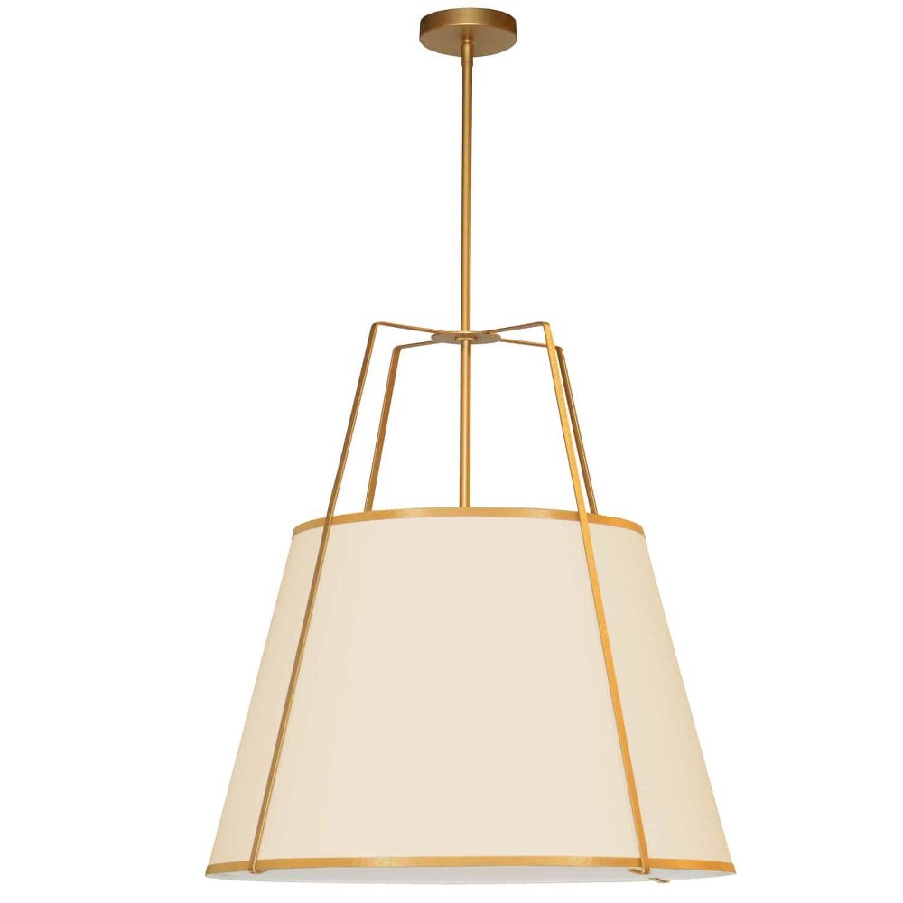 Dainolite-TRA-3P-GLD-CRM-Trapezoid - 3 Light Trapezoid Pendant Gold Cream/White Matte Black Finish with White Fabric