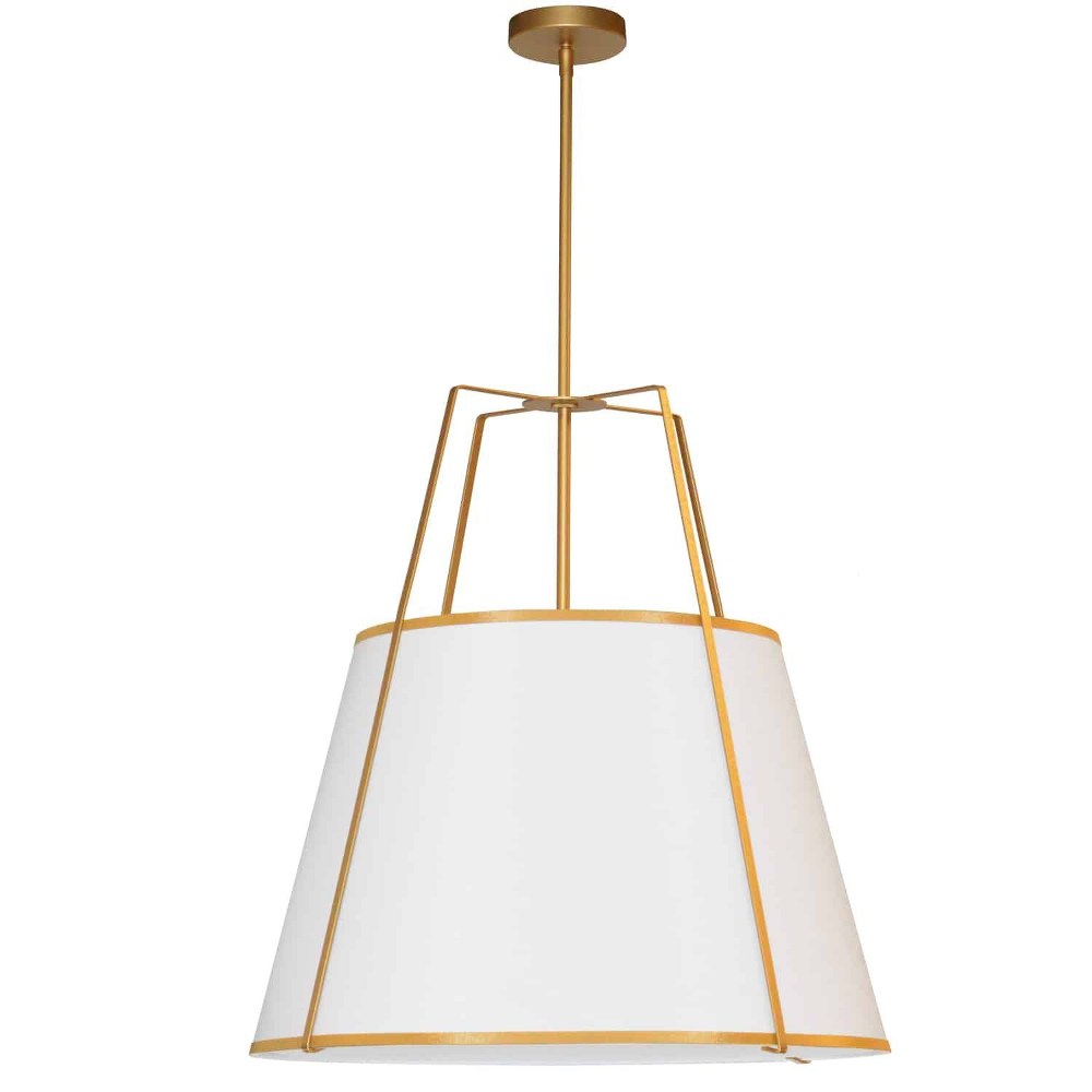 Dainolite-TRA-3P-GLD-WH-Trapezoid - 3 Light Trapezoid Pendant Gold White Matte Black Finish with White Fabric