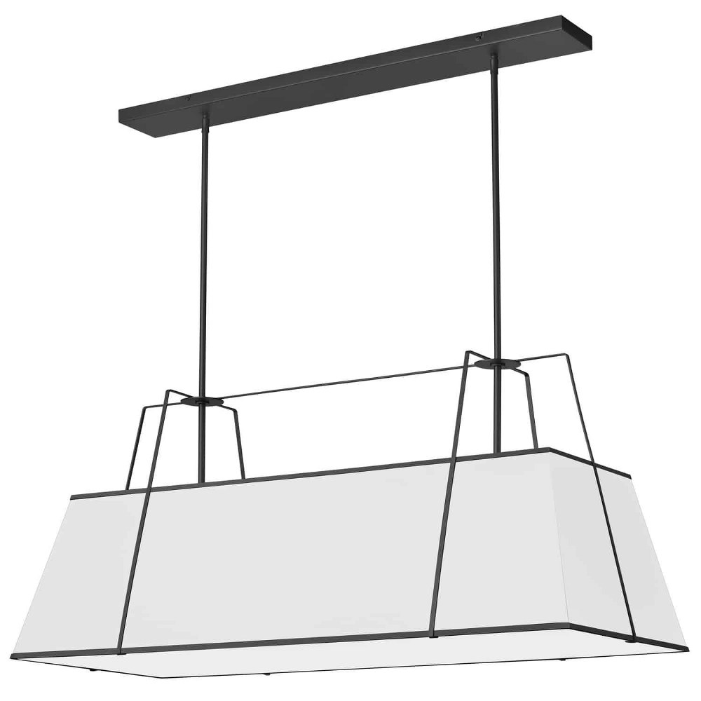 Dainolite-TRA-444HC-BK-WH-Trapezoid - 4 Light Horizontal Chandelier Black White Black Finish