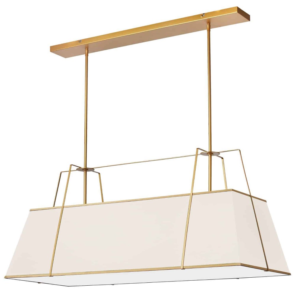 Dainolite-TRA-444HC-GLD-CRM-Trapezoid - 4 Light Horizontal Chandelier Gold Cream/White Black Finish