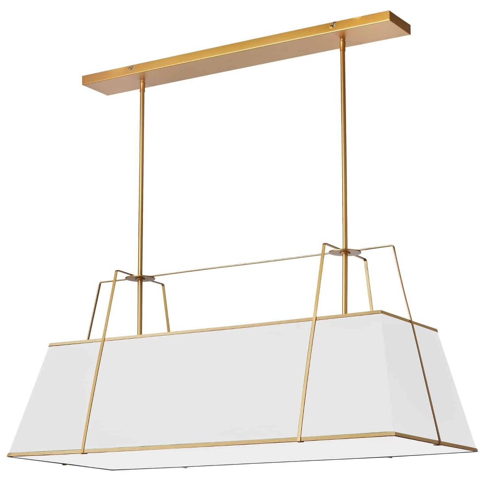 Dainolite-TRA-444HC-GLD-WH-Trapezoid - 4 Light Horizontal Chandelier Gold White Black Finish