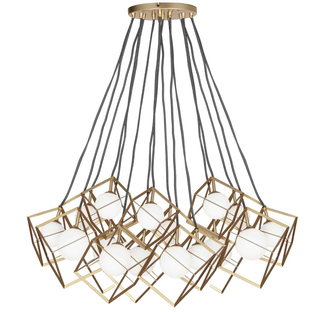 Dainolite-TSN-16P-GLD-Thompson - 16 Light Pendant   Gold Finish with Opal White Glass