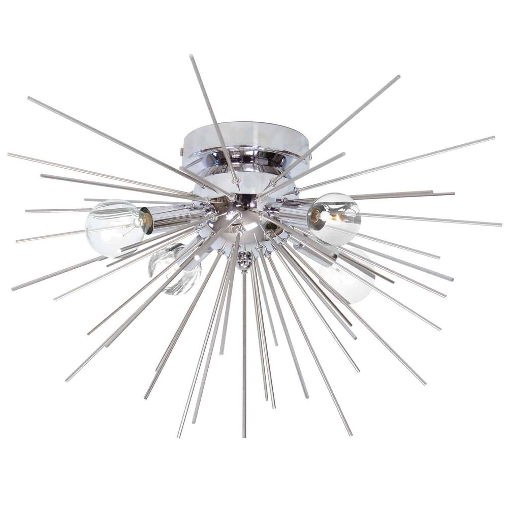 Dainolite-VEG-184FH-SV-PC-Vega - Four Light Flush Mount Silver/Polished Chrome  Silver/Polished Chrome Finish