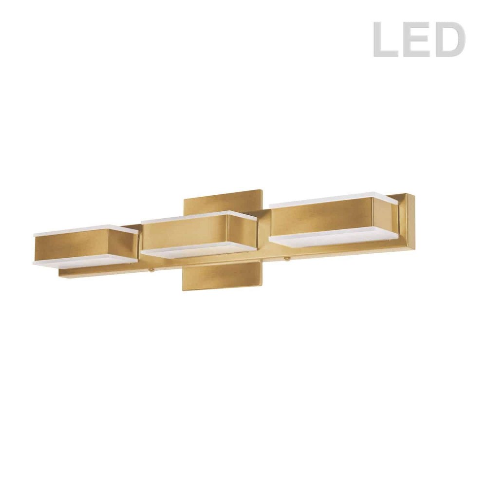 Dainolite-VLD-215-3W-GLD-20 Inch 15W 3 LED Bath Vanity Gold  Polished Chrome Finish with White Glass