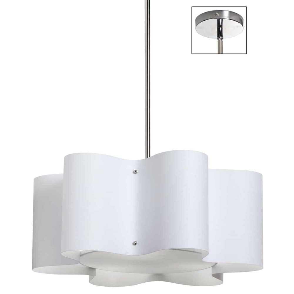 Dainolite-ZUL-203-PC-WH-Zulu - Three Light Pendant   Polished Chrome Finish with White Shade