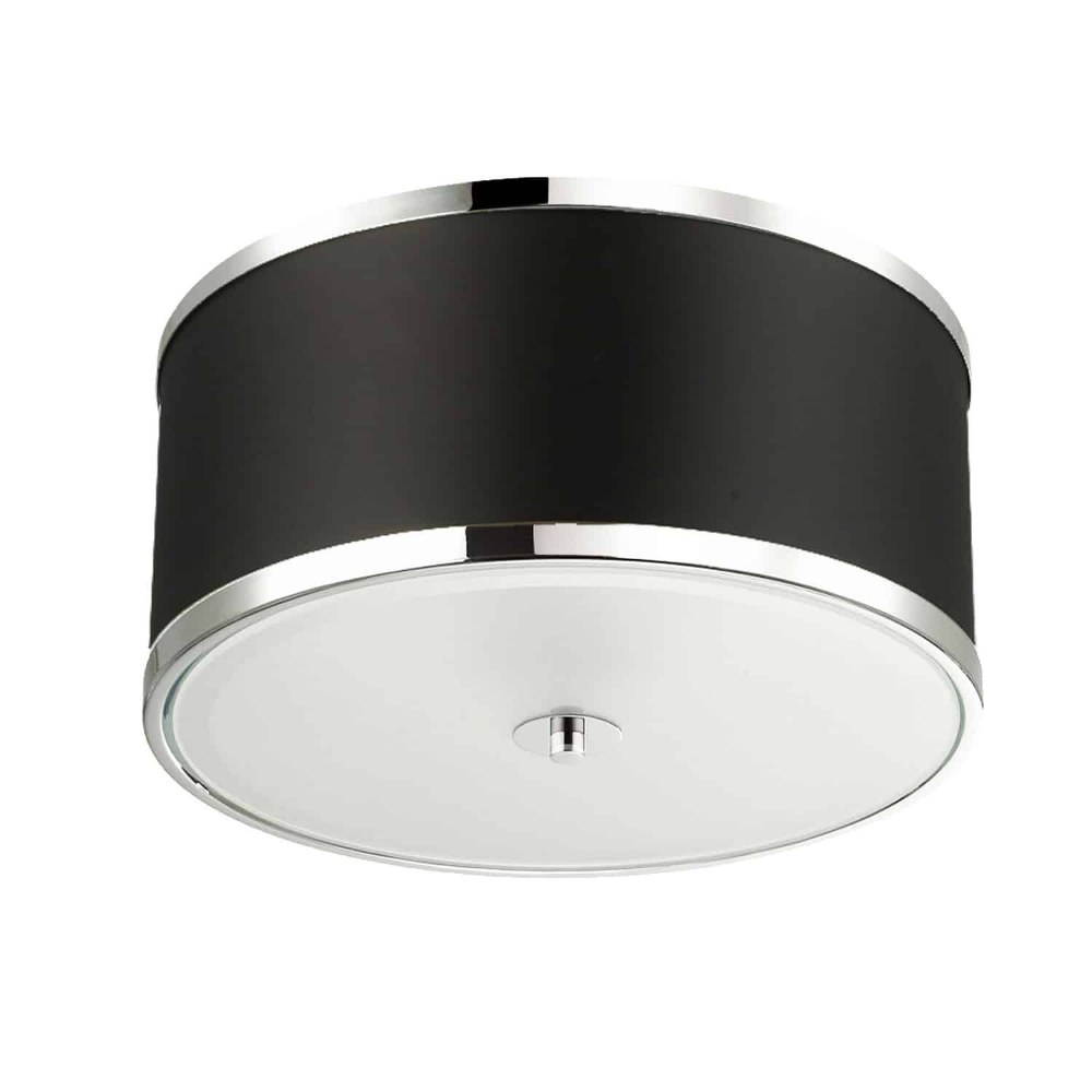 Dainolite-ZUR-153FH-PC-BK-Zuri - Three Light Flush Mount Polished Chrome Black Aged Brass Finish