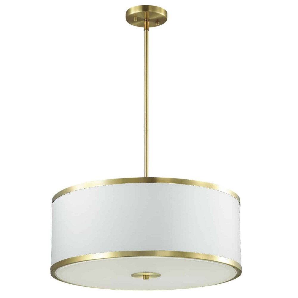 Dainolite-ZUR-402P-AGB-WH-Zuri - Four Light Pendant Aged Brass White Aged Brass Finish