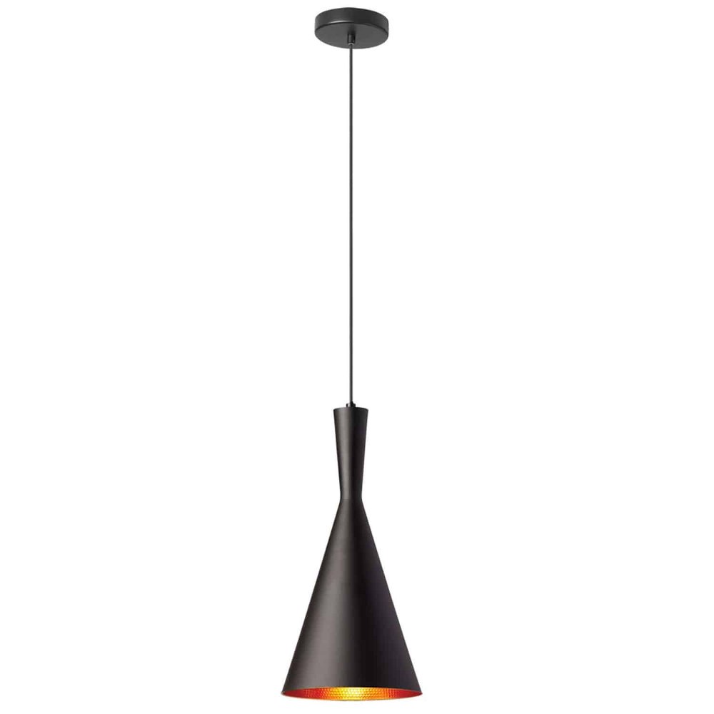 Dainolite-HKI-81P-BK-Helsinki - One Light Pendant Matte Black Gold  Matte White Silver Finish