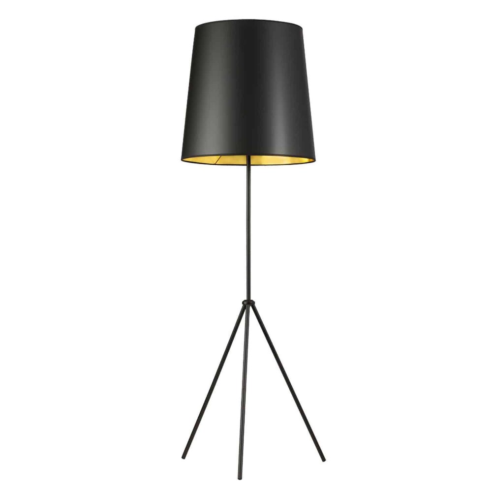 Dainolite-OD3-F-698-MB-Tripod - 1 Light Oversized Drum Floor Lamp Matte Black Black/Gold Matte Black Finish