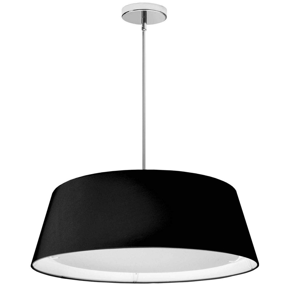 Dainolite-TDLED-24LP-BK-24 Inch 22W 1 LED Tappered Drum Pendant Black  White Finish