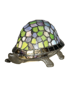 Dale Tiffany Lighting-7908/816A-Turtle - One Light Accent Lamp Antique Bronze Finish with Hand Rolled Art Glass