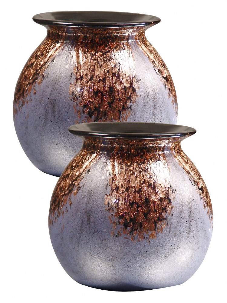 Dale Tiffany Lighting-AC19037-Cambridge - 6.25 Inch 2-Piece Hand Blown Art Glass Vase Set Copper/Black Crackle Finish