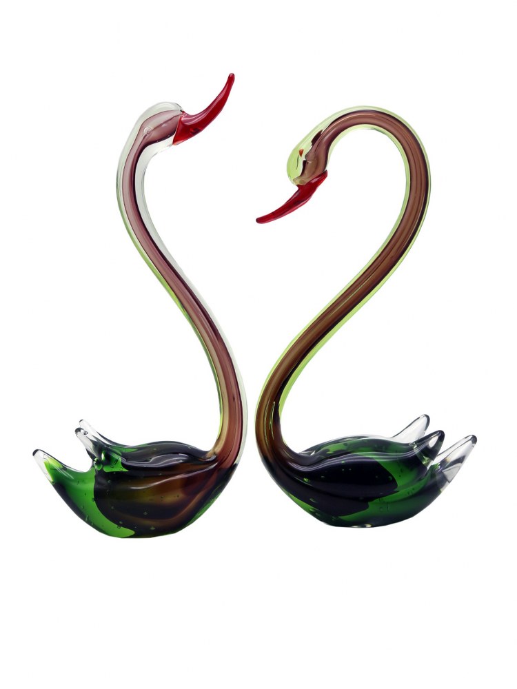 Dale Tiffany Lighting-AC20361-Sicilian Swans - 2-Piece Figurine Set-15.75 Inches Tall and 15 Inches Wide Handcrafted Art Glass Finish