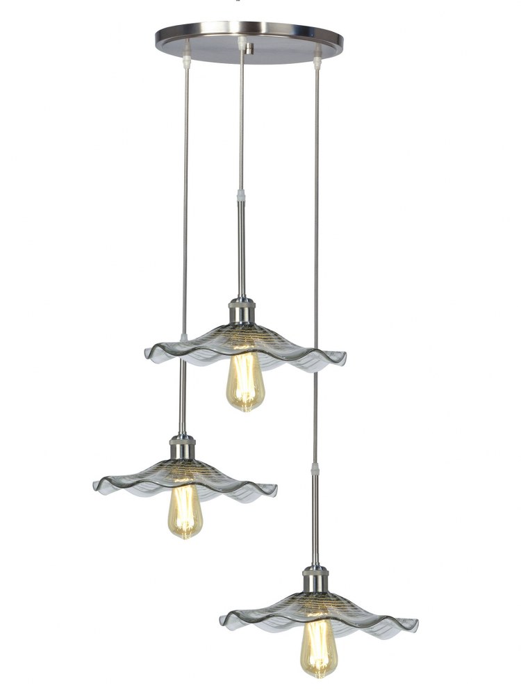 Dale Tiffany Lighting-AH16069LED-Indonesia - 18 Inch 18W 3 LED Pendant Satin Nickel Finish with Hand Blown Art Glass