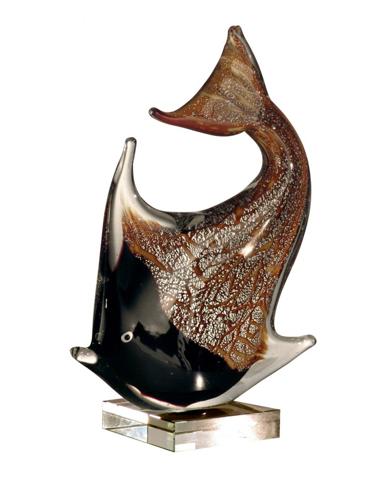 Dale Tiffany Lighting-AS10774-Angel Fish - 9 Inch Hand Blown Art Glass Figurine Clear/Gold/Amber Finish