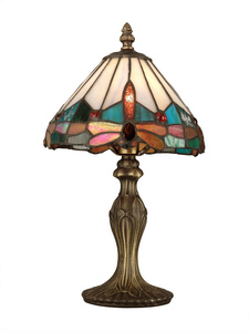 Dale Tiffany Lighting-TA10606-Tiffany - One Light Jewel Dragonfly Accent Lamp   Antique Brass Finish with Hand Rolled Art Glass