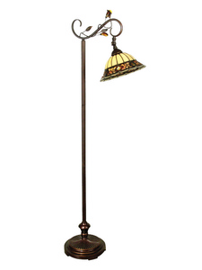 Dale Tiffany Lighting-TF90219-Crystal Jewel Pebble Stone - One Light Floor Lamp   Antique Golden Sand Finish with Hand Rolled Art Glass