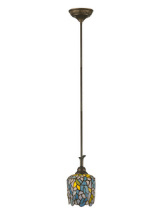 Dale Tiffany Lighting-TH11201-Wisteria Tiffany - One Light Mini-Pendant   Antique Bronze Finish with Hand Rolled Art Glass