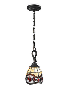 Dale Tiffany Lighting-TH12425-Fall River - One Light Mini-Pendant   Dark Bronze Finish with Hand Rolled Art Glass