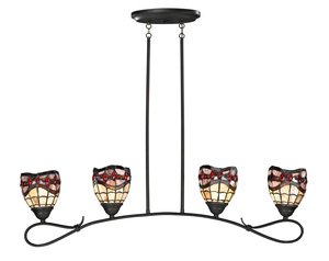 Dale Tiffany Lighting-TH12427-Fall River - Four Light Hanging Lantern   Dark Bronze Finish with Hand Rolled Art Glass