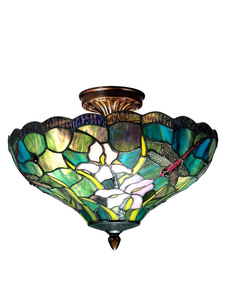 Dale Tiffany Lighting-TH70098-Savannah - Two Light Flush Mount   Antique Brass Finish with Hand Rolled Art Glass