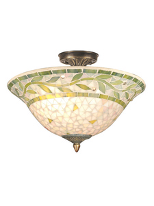 Dale Tiffany Lighting-TH70655-Cadena Mosaic - Three Light Flush Mount   Antique Brass Finish with Mosaic Art Glass