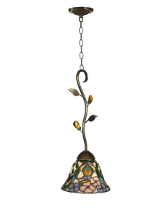 Dale Tiffany Lighting-TH90217-Crystal Peony - One Light Hanging Lantern   Antique Golden Sand Finish with Hand Rolled Art Glass