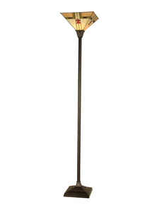 Dale Tiffany Lighting-TR11061-Arrowhead Mission - One Light Torchiere Lamp   Mica Bronze Finish with Hand Rolled Art Glass