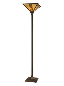 Dale Tiffany Lighting-TR11062-Noir Mission - One Light Torchiere Lamp   Mica Bronze Finish with Hand Rolled Art Glass