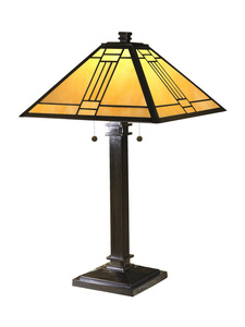 Dale Tiffany Lighting-TT100015-Noir Mission - Two Light Table Lamp   Mica Bronze Finish with Hand Rolled Art Glass