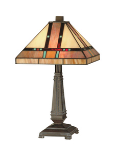 Dale Tiffany Lighting-TT10090-Hyde Park Mission - Two Light Table Lamp   Mica Bronze Finish with Hand Rolled Art Glass