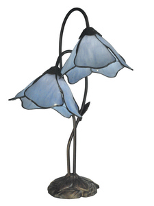 Dale Tiffany Lighting-TT12147-Poelking - Two Light Table Lamp   Dark Antique Bronze Finish with Hand Rolled Art Glass