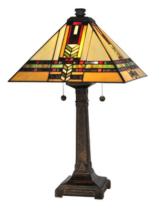 Dale Tiffany Lighting-TT13061-Palo Mission - Two Light Table Lamp   Fieldstone Finish with Hand Rolled Art Glass