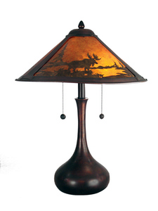 Dale Tiffany Lighting-TT80484-Wilderness - Two Light Table Lamp   Antique Bronze Finish with Mica Glass