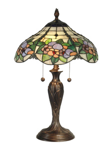 Dale Tiffany Lighting-TT90179-Chicago - Two Light Table Lamp   Antique Bronze Finish with Hand Rolled Art Glass