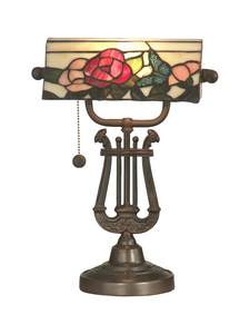 Dale Tiffany Lighting-TT90186-Broadview Bank - One Light Accent Lamp   Antique Bronze Finish with Hand Rolled Art Glass