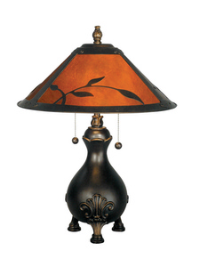 Dale Tiffany Lighting-TT90193-Mica Leafs - Two Light Table Lamp   Antique Golden Sand Finish with Mica Glass