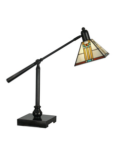 Dale Tiffany Lighting-TT90492-Mission Bank - One Light Table Lamp   Mica Bronze Finish with Hand Rolled Art Glass