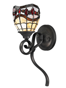 Dale Tiffany Lighting-TW12424-Fall River - One Light Wall Sconce   Dark Bronze Finish with Hand Rolled Art Glass