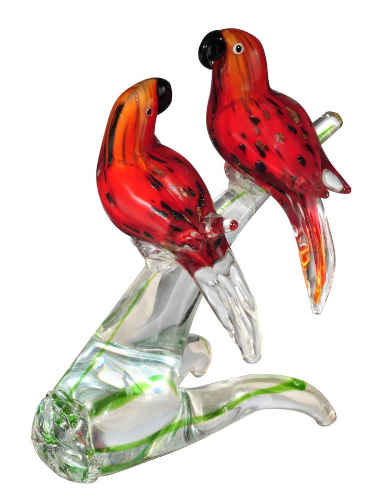 Dale Tiffany Lighting-AS13178-8.75 Inch Love Bird Figurine Sculpture (Set of 2)   Clear/Red Finish