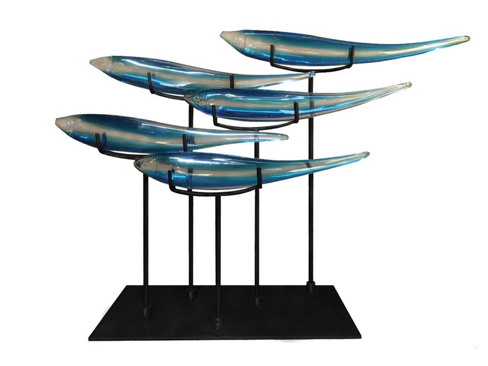 Dale Tiffany Lighting-AS15034-18 Inch Sculpture (Set of 5)   Black Finish with Blue Glass