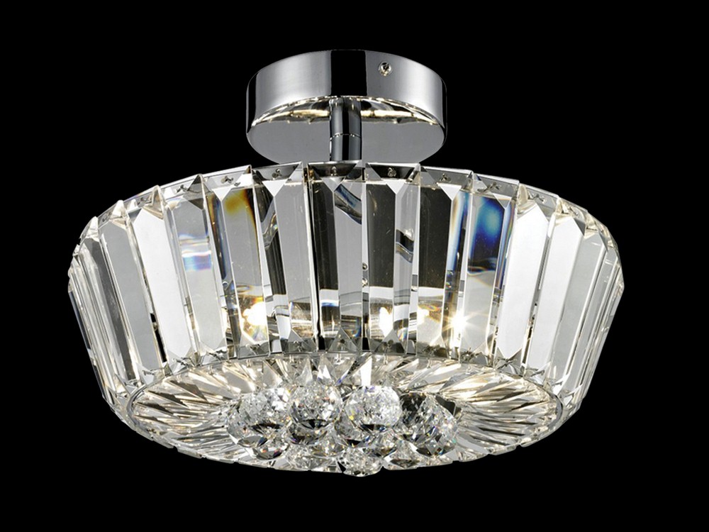 Dale Tiffany Lighting-GH14149-Woodstone - Three Light Large Semi-Flush Mount   Polished Chrome Finish with Clear Crystal