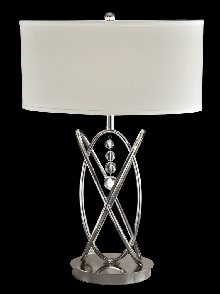 Dale Tiffany Lighting-GT14040-Jupiter - One Light Table Lamp   Polished Nickel Finish with Gray Fabric Shade with Clear Crystal