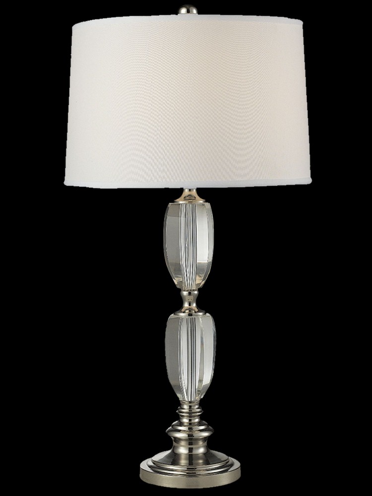 Dale Tiffany Lighting-GT14261-27 Inch One Light Table Lamp   Polished Nickel Finish with Gray Fabric Shade with Clear Crystal