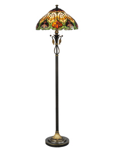 Dale Tiffany Lighting-TF50012-Sir Henry - Two Light Floor Lamp   Antique Brass Finish with Hand Rolled Art Glass