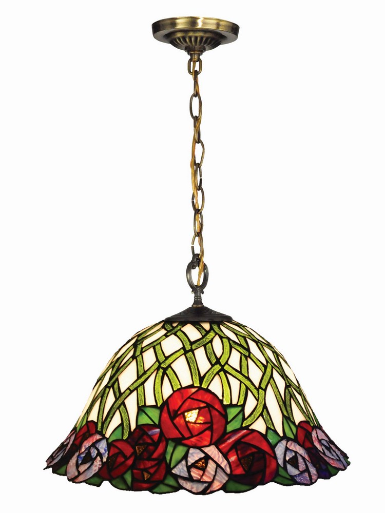 Dale Tiffany Lighting-TH14250-Misty Rose - One Light Pendant   Tiffany Bronze Finish with Tiffany Glass