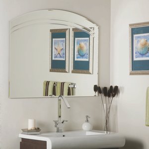 Decor Wonderland-SSM1065-Angel - 39.50 Inch Large Frameless Wall Mirror   Silver Finish