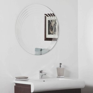 Decor Wonderland-SSM1162-Bryn - 27.60 Inch Round Bathroom Mirror   Silver Finish