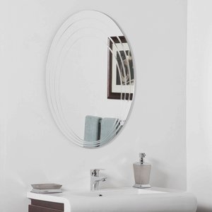 Decor Wonderland-SSM1163-Hanna - 31.50 Inch Oval Bathroom Mirror   Silver/Walnut Finish